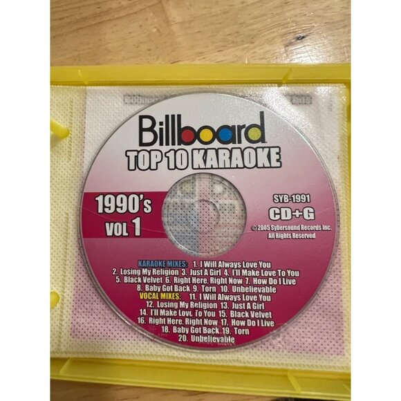 Billboard Top 10 Karaoke CD+Gs Set 1960s-1990s Vol 1 Yellow Case - Picture 2 of 7